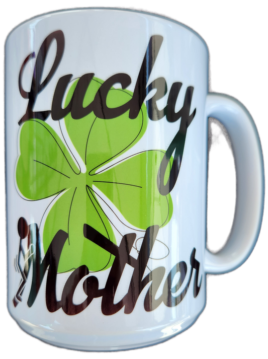 15oz Lucky Mother stick figure mug