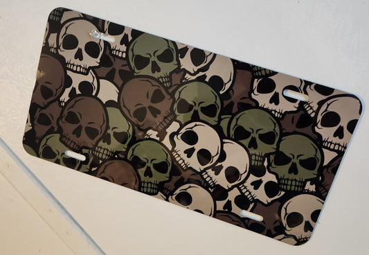 Aluminum Novelty License plate Camo Skulls