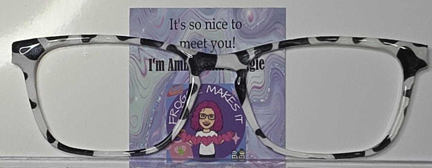 Holographic Cow print frame topper compatible with Pair Eyewear frames with translucent option