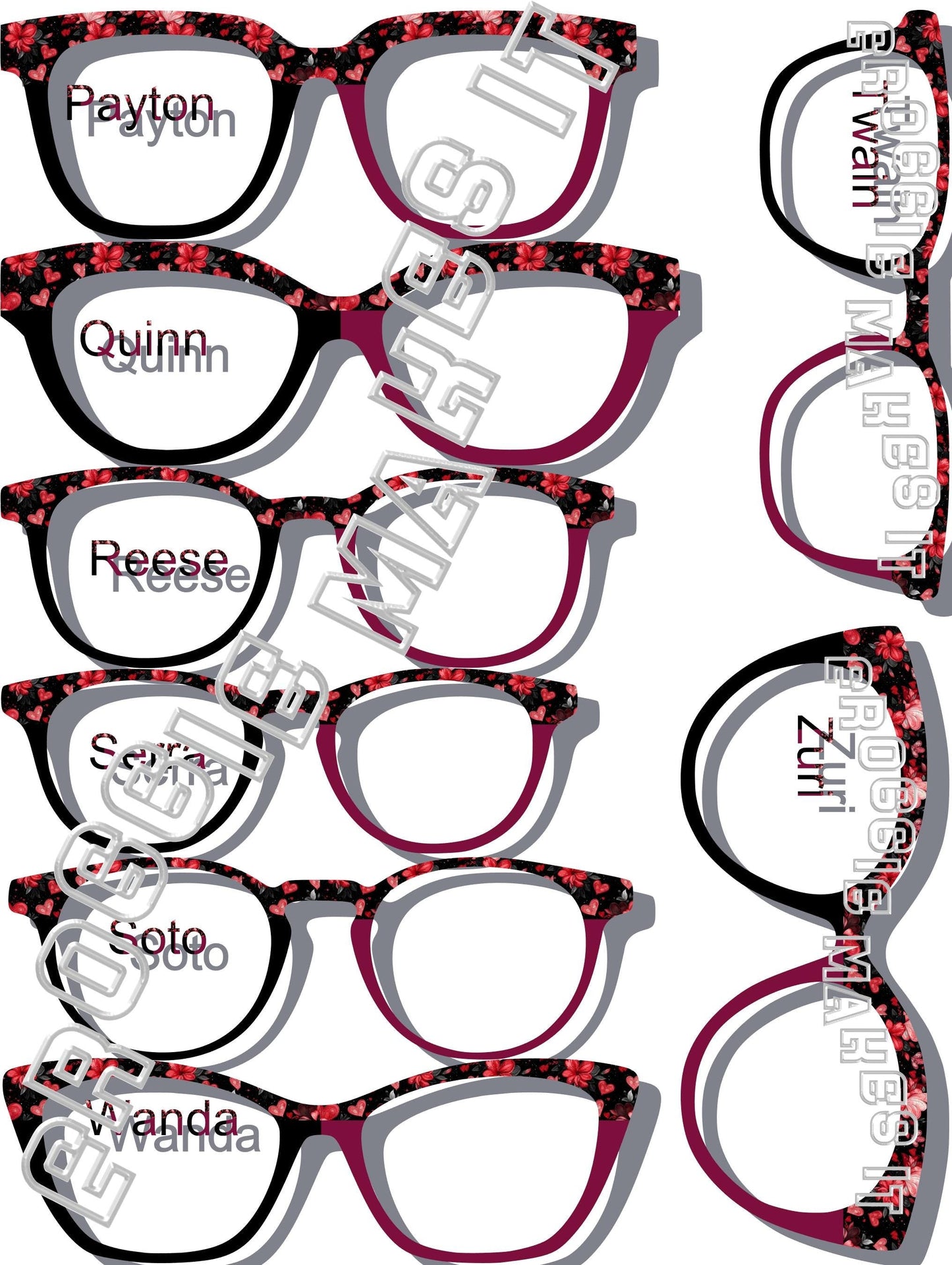 Translucent Passion Petals 2 Color Split frame topper to fit Pair frames, Plum, black