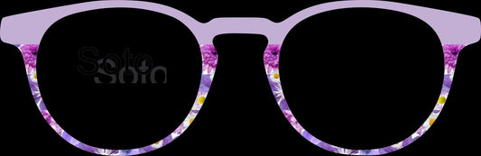Translucent Shades of Purple Flowers & lilac split frame topper compatible with Pair frames