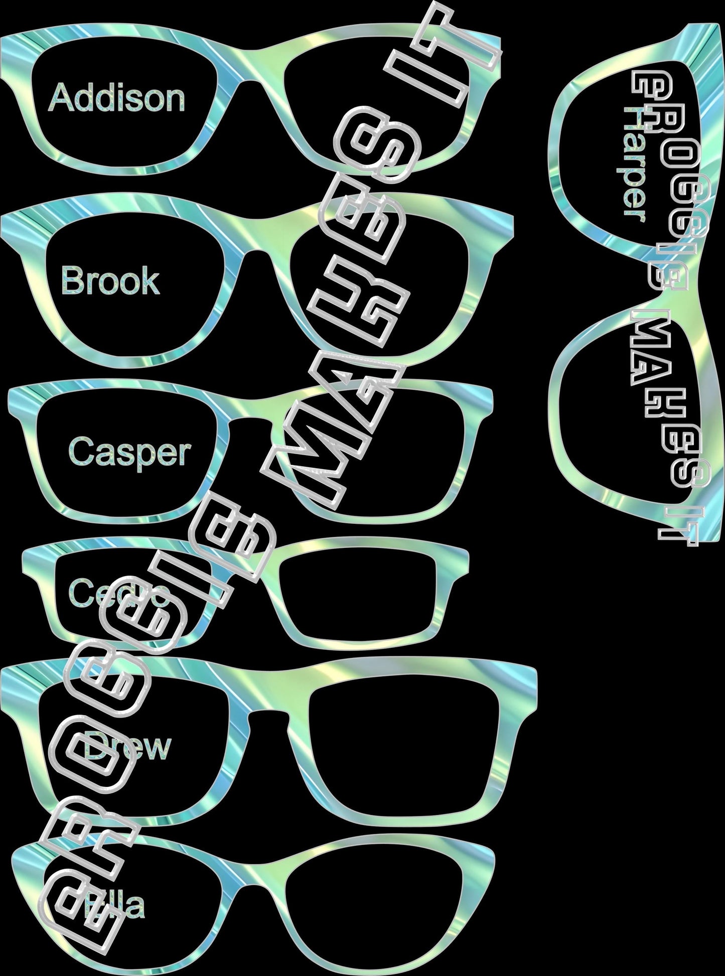 Translucent Ocean Swirls frame topper compatible with Pair frames