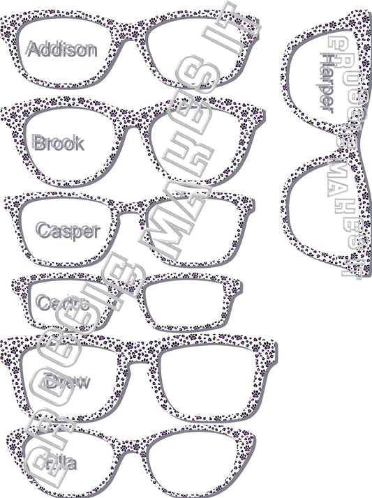 Translucent Purple Paw Prints frame topper to fit Pair frames