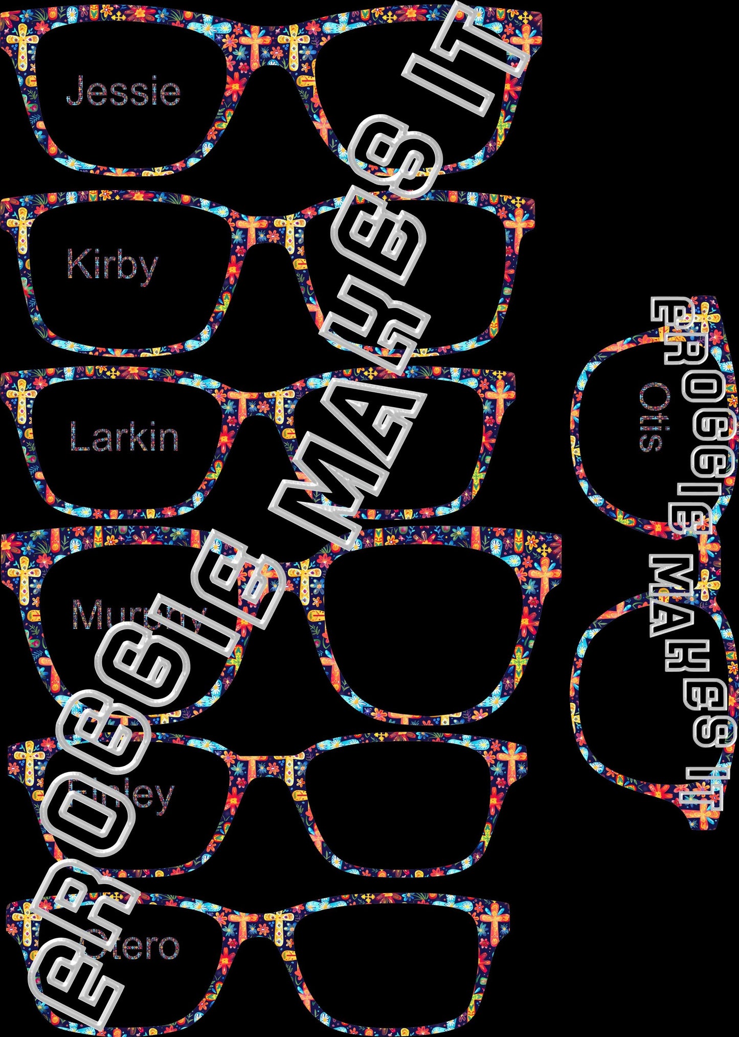 Opaque The Colorful Crosses on Navy BG frame topper compatible with Pair frames