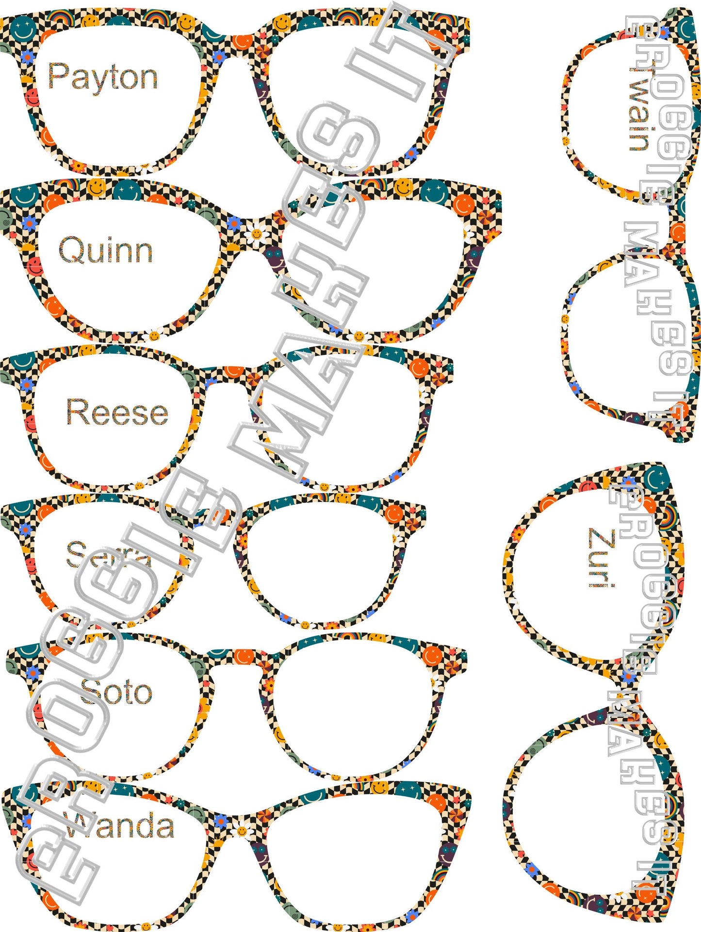 Opaque Retro Smiley Flowers frame topper compatible with Pair frames
