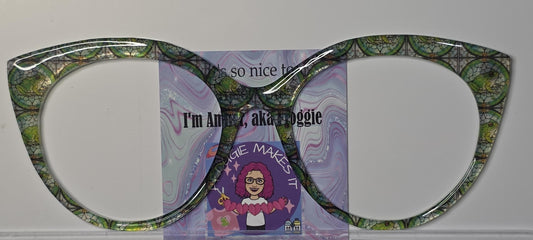 Holographic Frog Stained Glass #10 frame topper to fit Pair frames