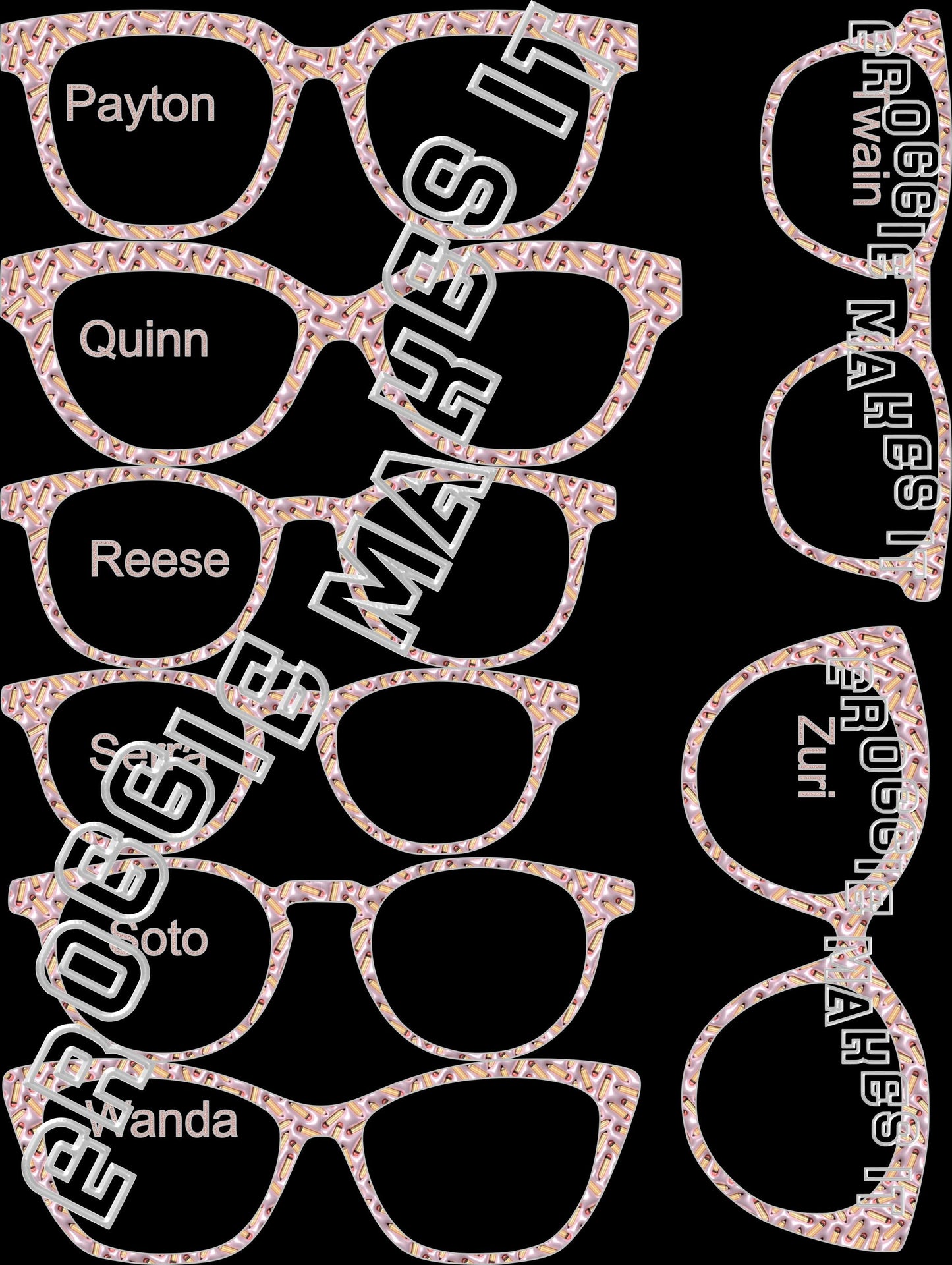 Opaque Faux Puffy Pencils topper compatible with Pair Eyewear frames with translucent option