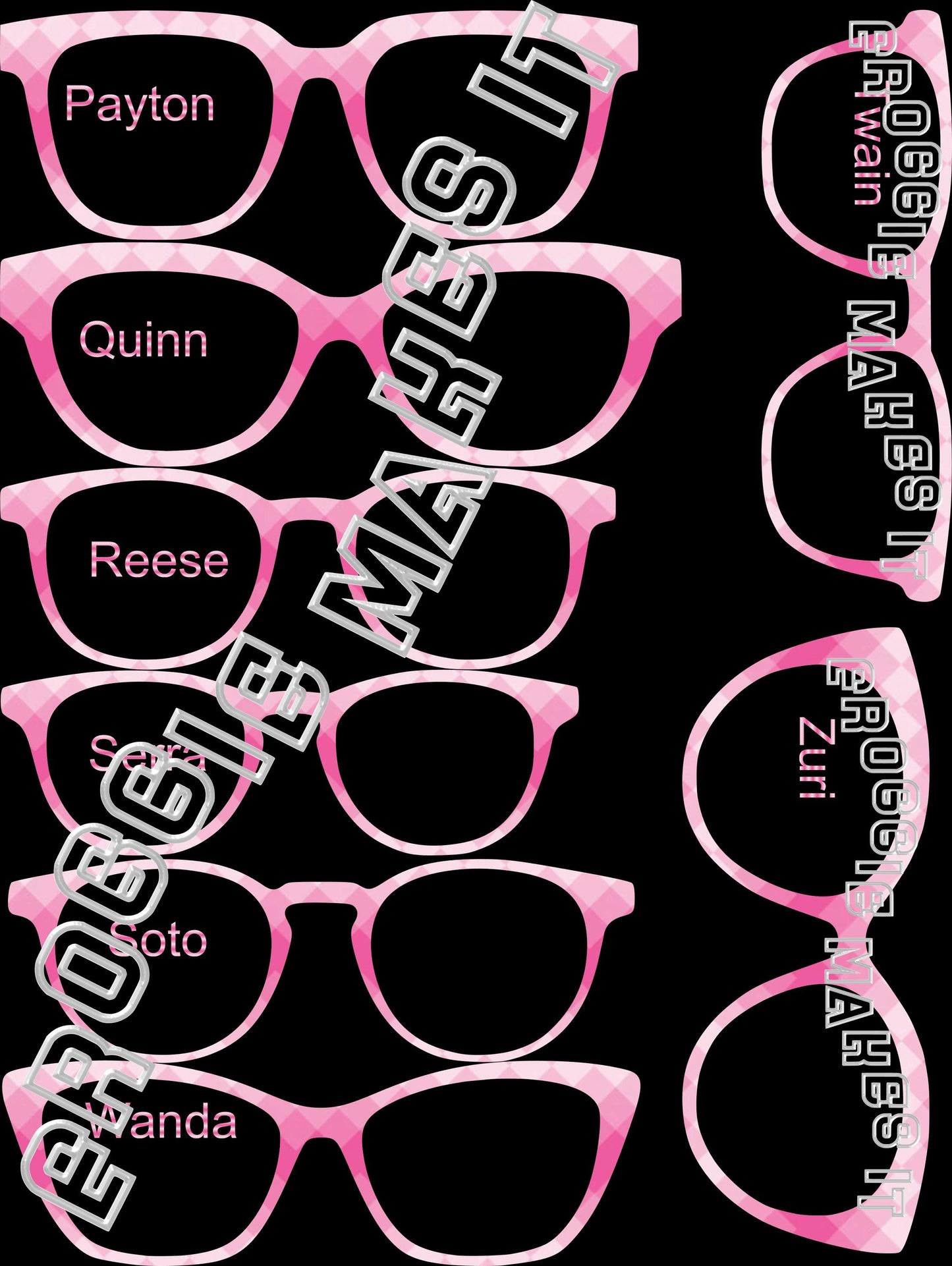 Opaque Pink Diamond Ombre frame topper compatible with Pair frames