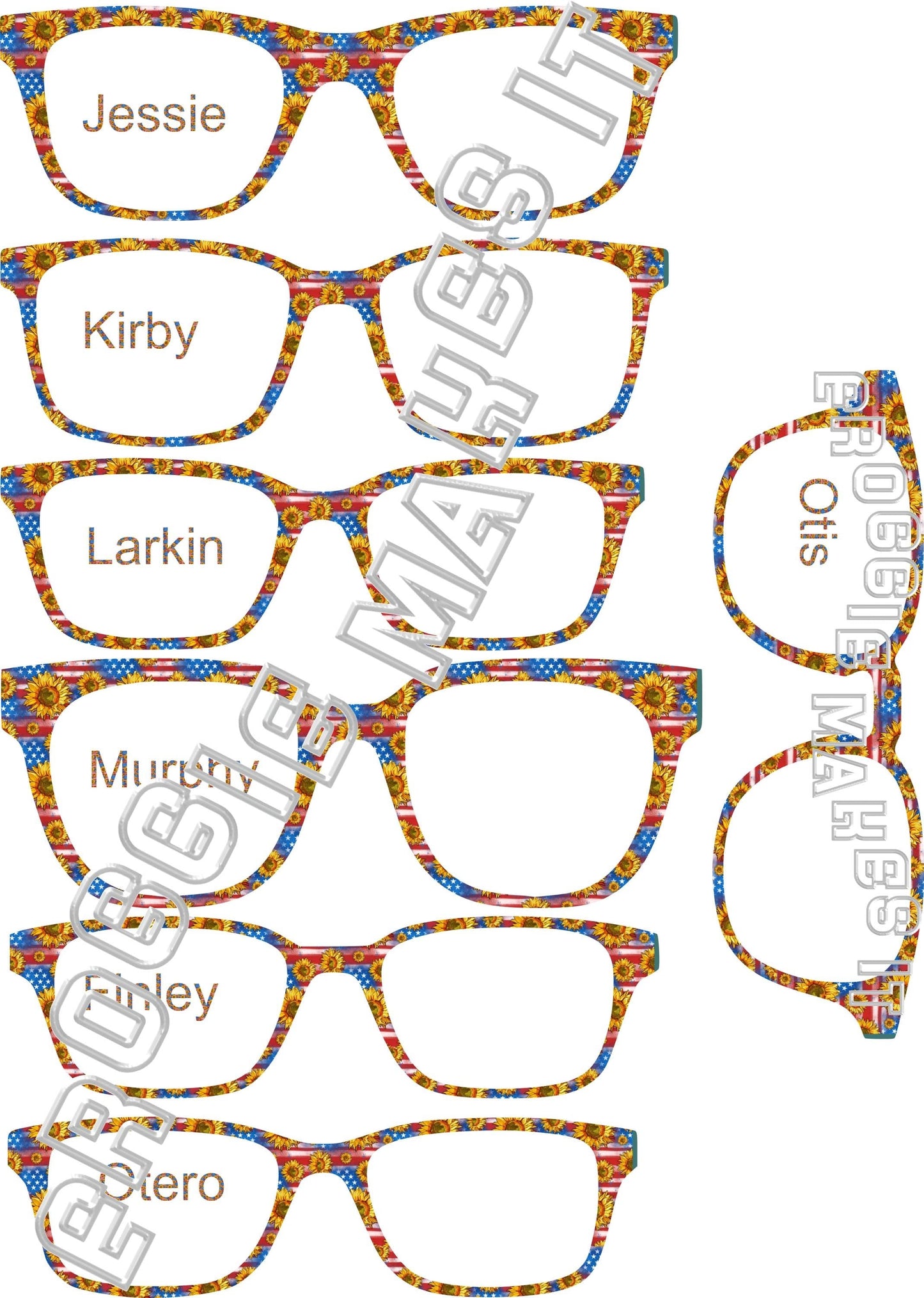 Holographic Patriotic Sunflowers frame topper compatible with Pair frames