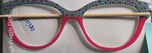 Hot Pink Skull split frame topper for Pair Quinn frames ready to ship with light shimmer
