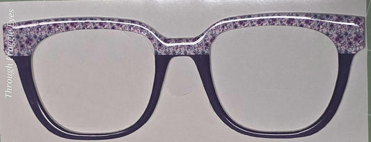 Opaque Purple Teal Flowers & Butterflies split frame topper to fit Pair frames