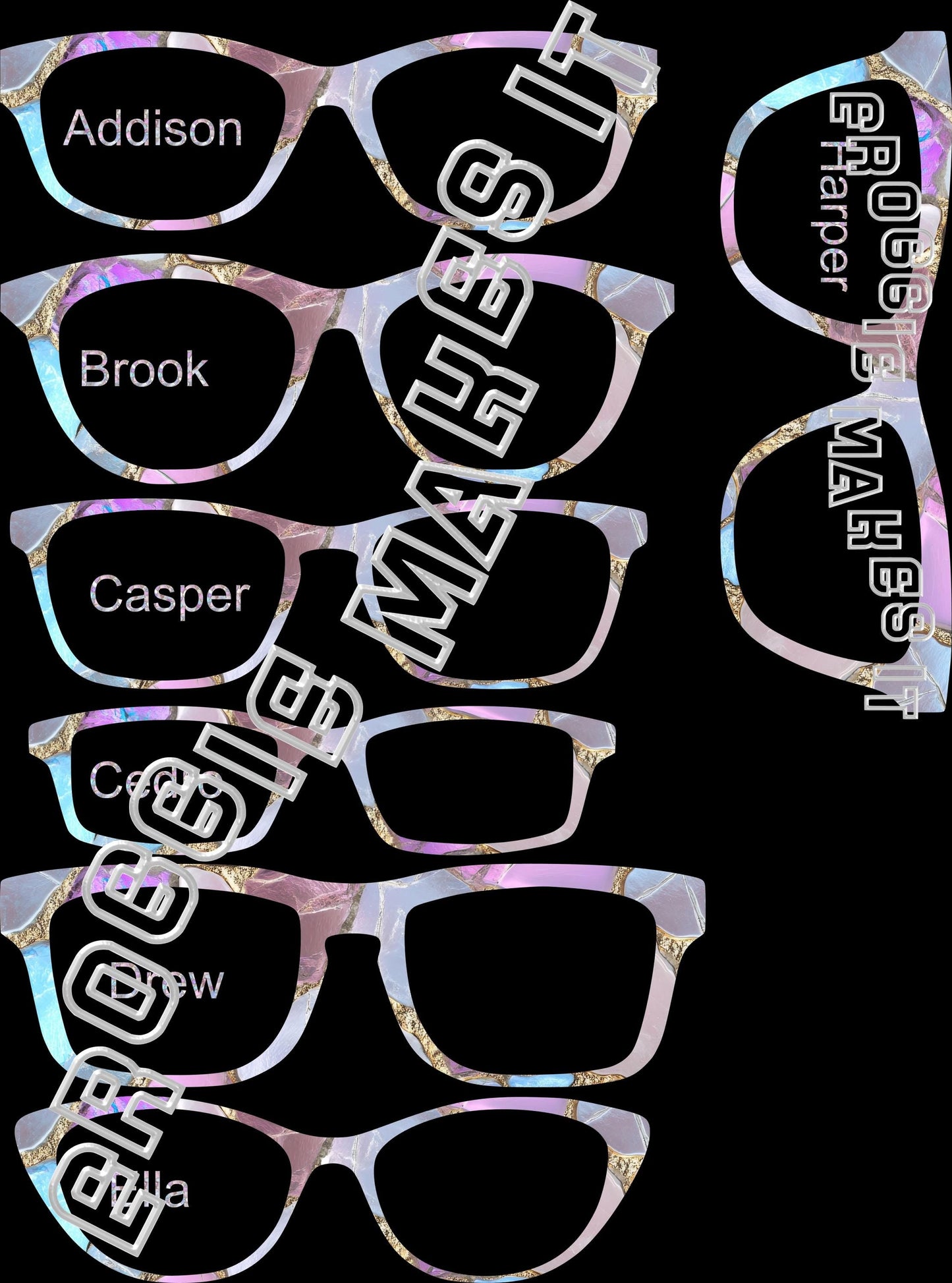 Holographic Mosaic2 frame topper compatible with Pair frames +