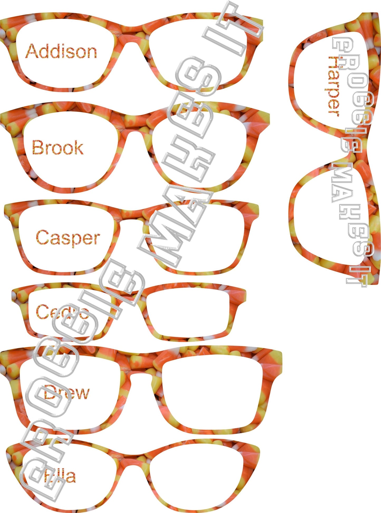 Holographic Candy Corn frame topper compatible with Pair frames +