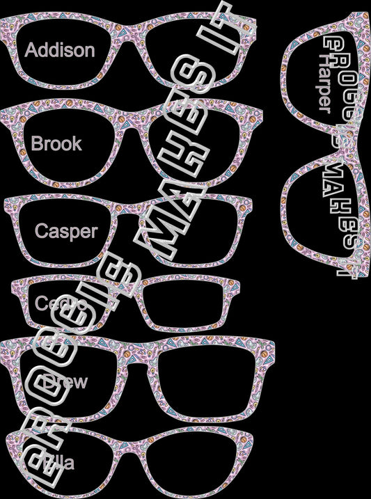 Translucent Faux Puffy School Supplies topper compatible with Pair Eyewear frames with translucent option