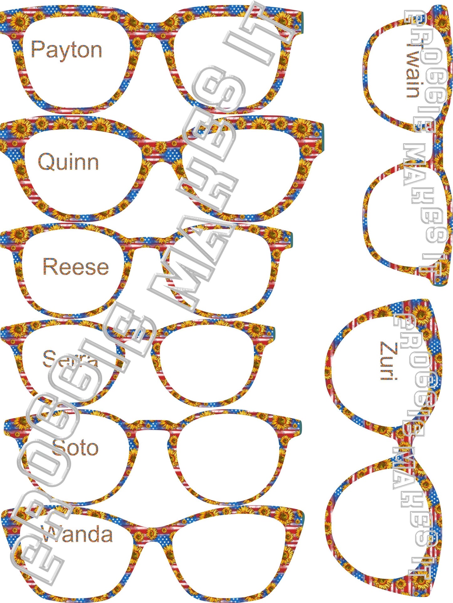 Opaque Patriotic Sunflowers frame topper compatible with Pair frames