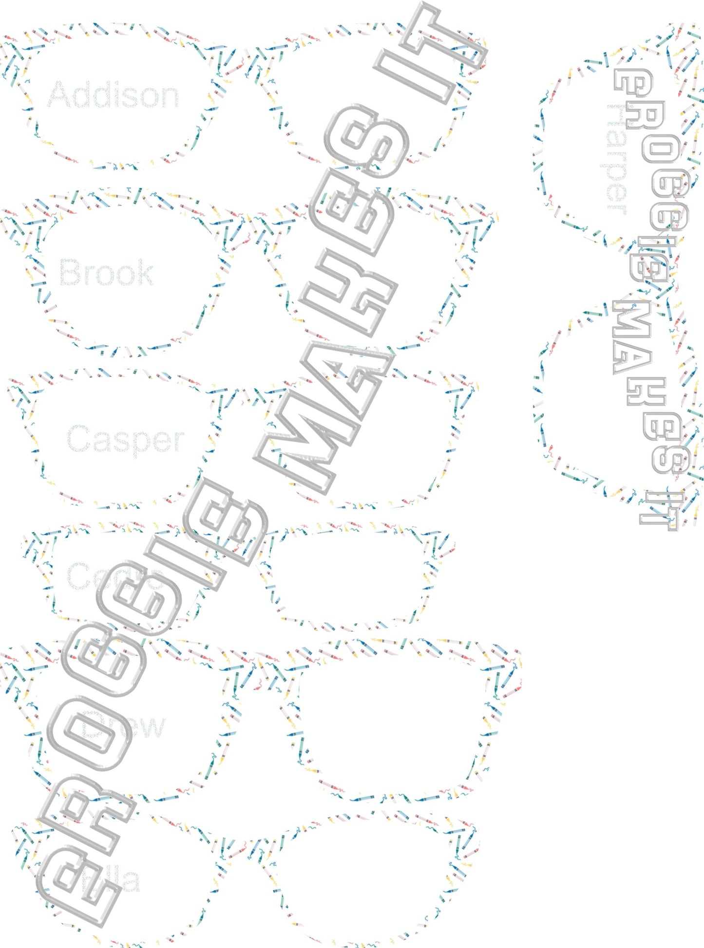 Holographic Crayons frame topper compatible with Pair frames