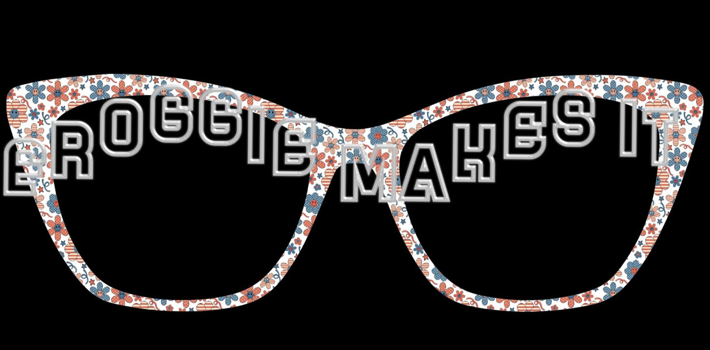 Patriotic Flowers frame topper Compatible with Pair frames - Holographic print