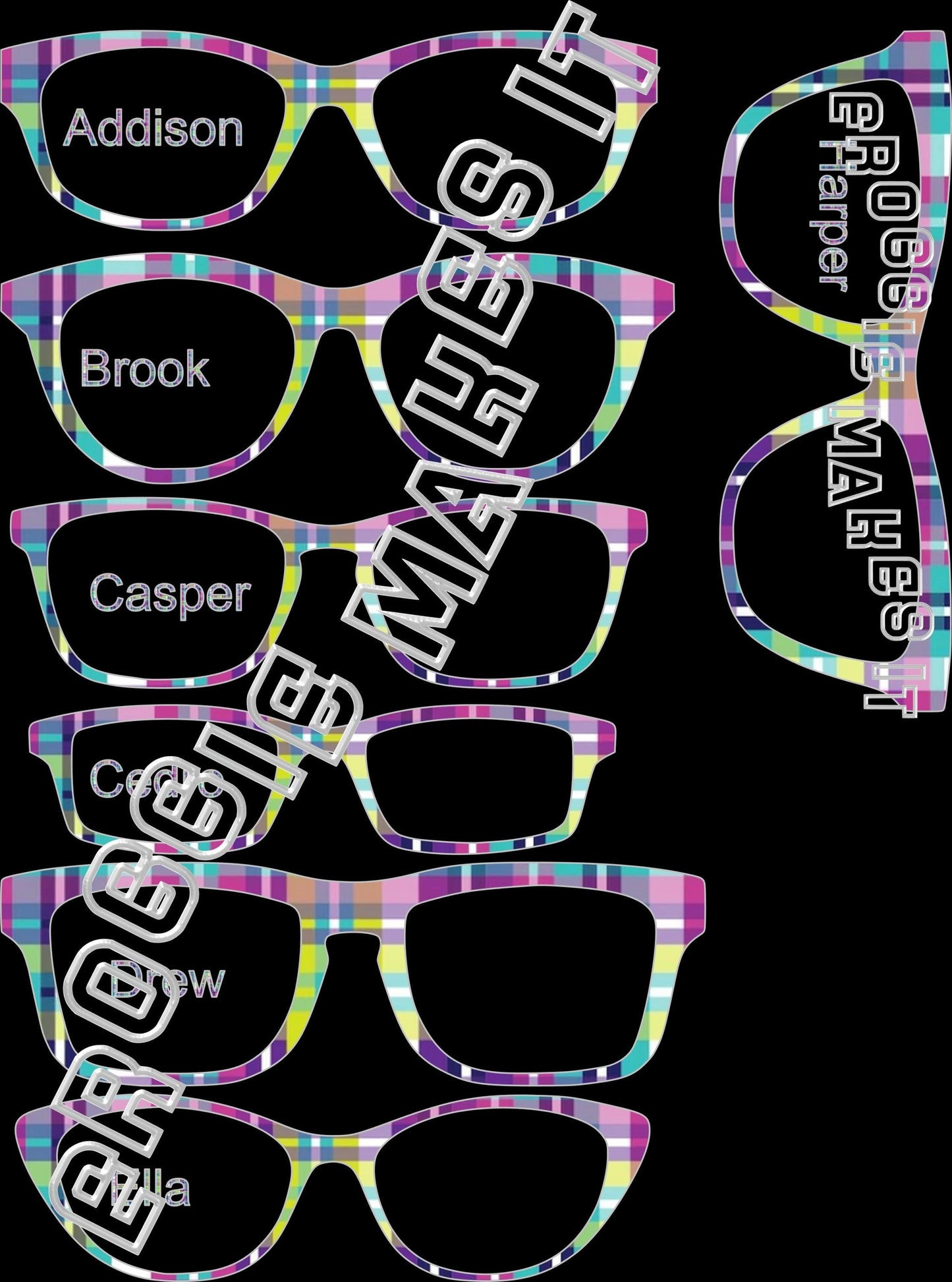 Translucent Summer Plaid frame topper compatible with Pair frames