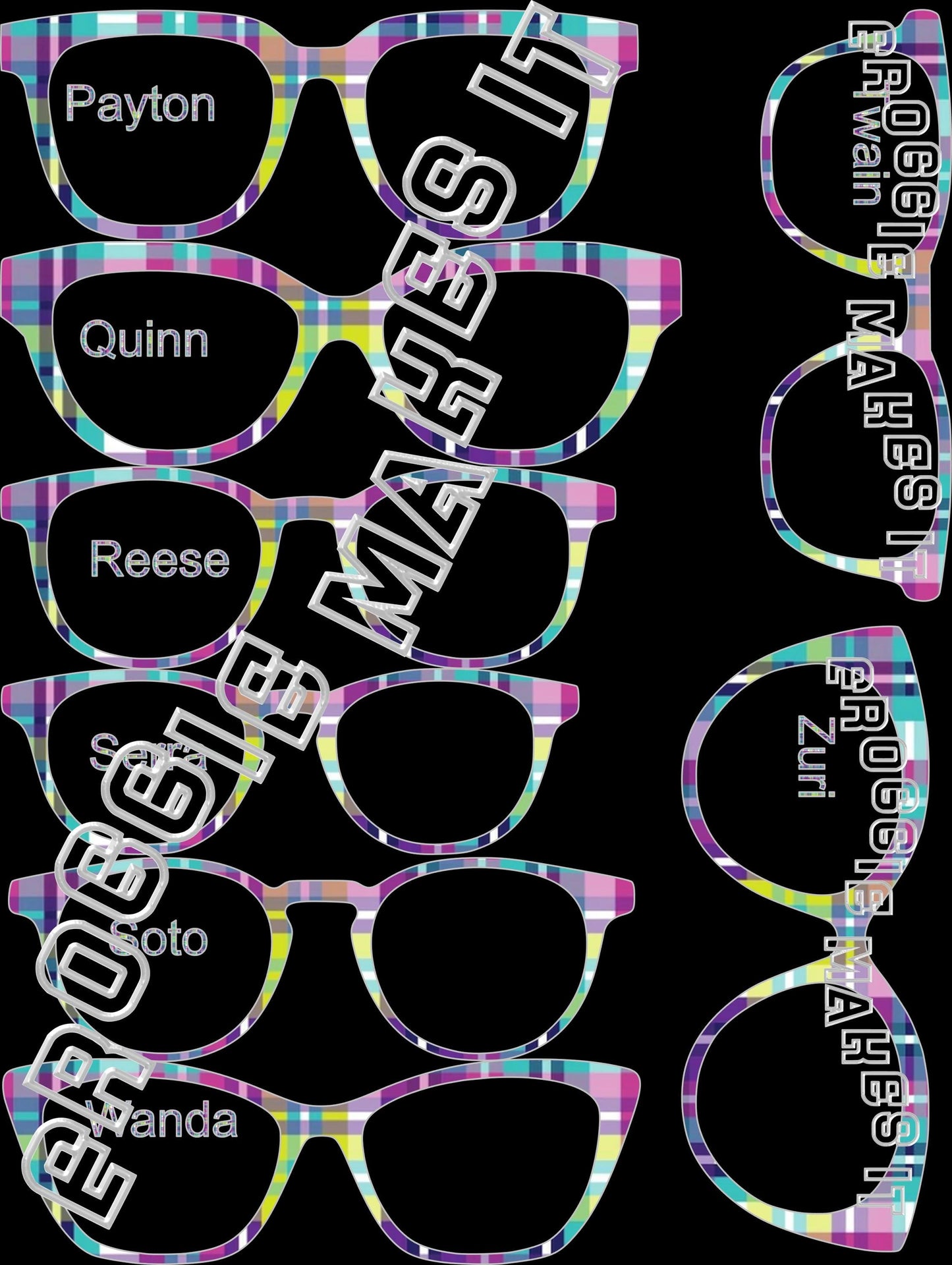 Holographic Summer Plaid frame topper compatible with Pair frames