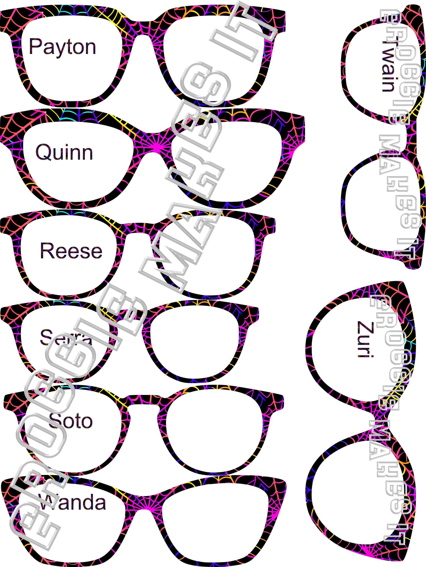 Opaque Neon Halloween-10 Webs frame topper compatible with Pair frames +