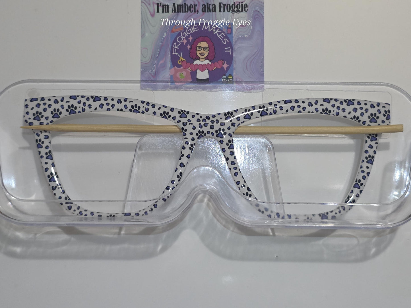 Holographic Blue Paw Prints frame topper to fit Pair frames +