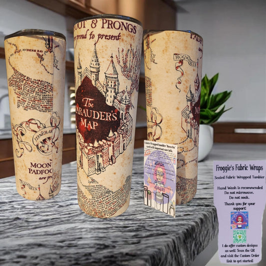 Marauder's Map Shimmery Fabric Wrapped Tumbler