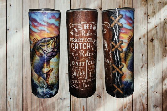 Fishing Rules Fabric Wrapped Tumbler