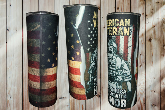 American Veteran Fabric Wrapped Tumbler