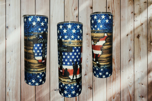 Fabric Wrapped Tumbler God Bless America