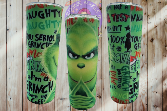 Unique Green face Fabric Wrapped Tumbler