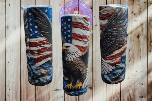 American Flag & Eagle 3D Fabric Wrapped Tumbler