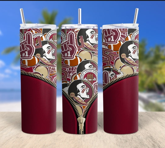 Made To Order Football Tumbler FSU zipper