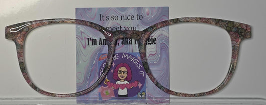 Holographic Pink Rose Stained Glass frame topper to fit Pair frames