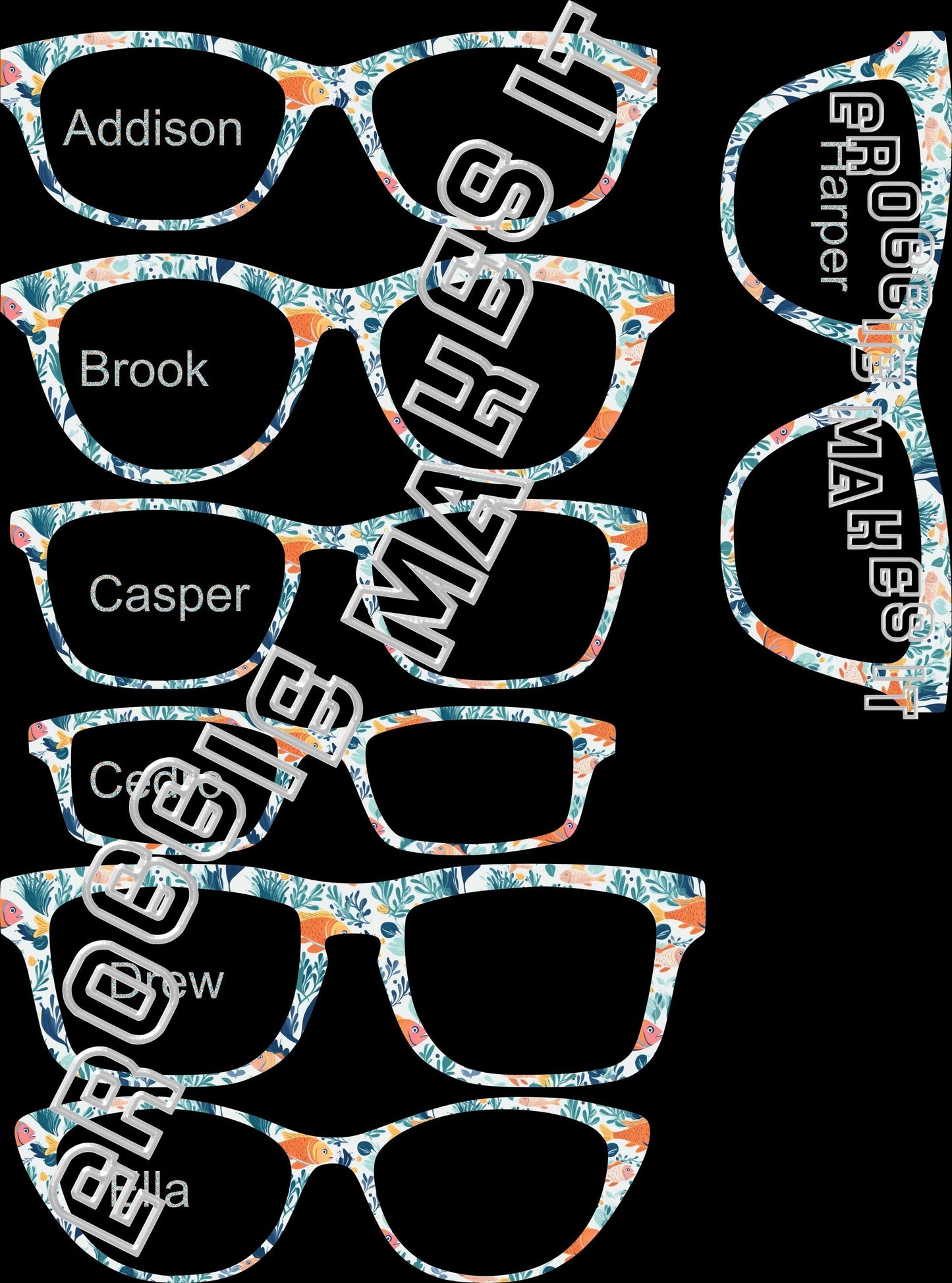 Opaque Sea Life frame topper compatible with Pair frames +