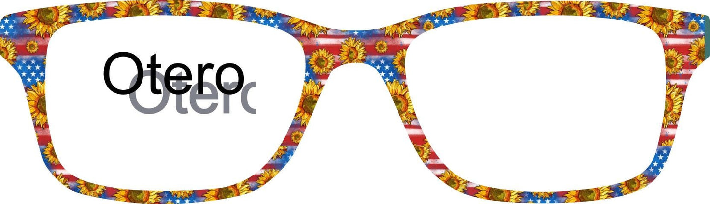 Translucent Patriotic Sunflowers frame topper compatible with Pair frames