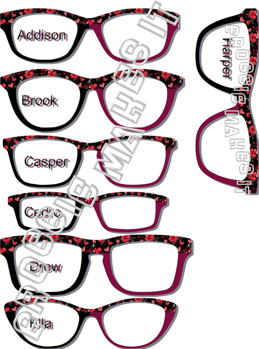 Holographic Passion Petals 2 Color Split frame topper to fit Pair frames, Plum, black