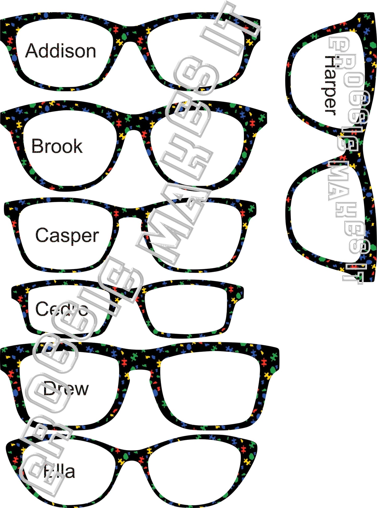 Translucent Autism Leopard frame topper compatible with Pair frames +