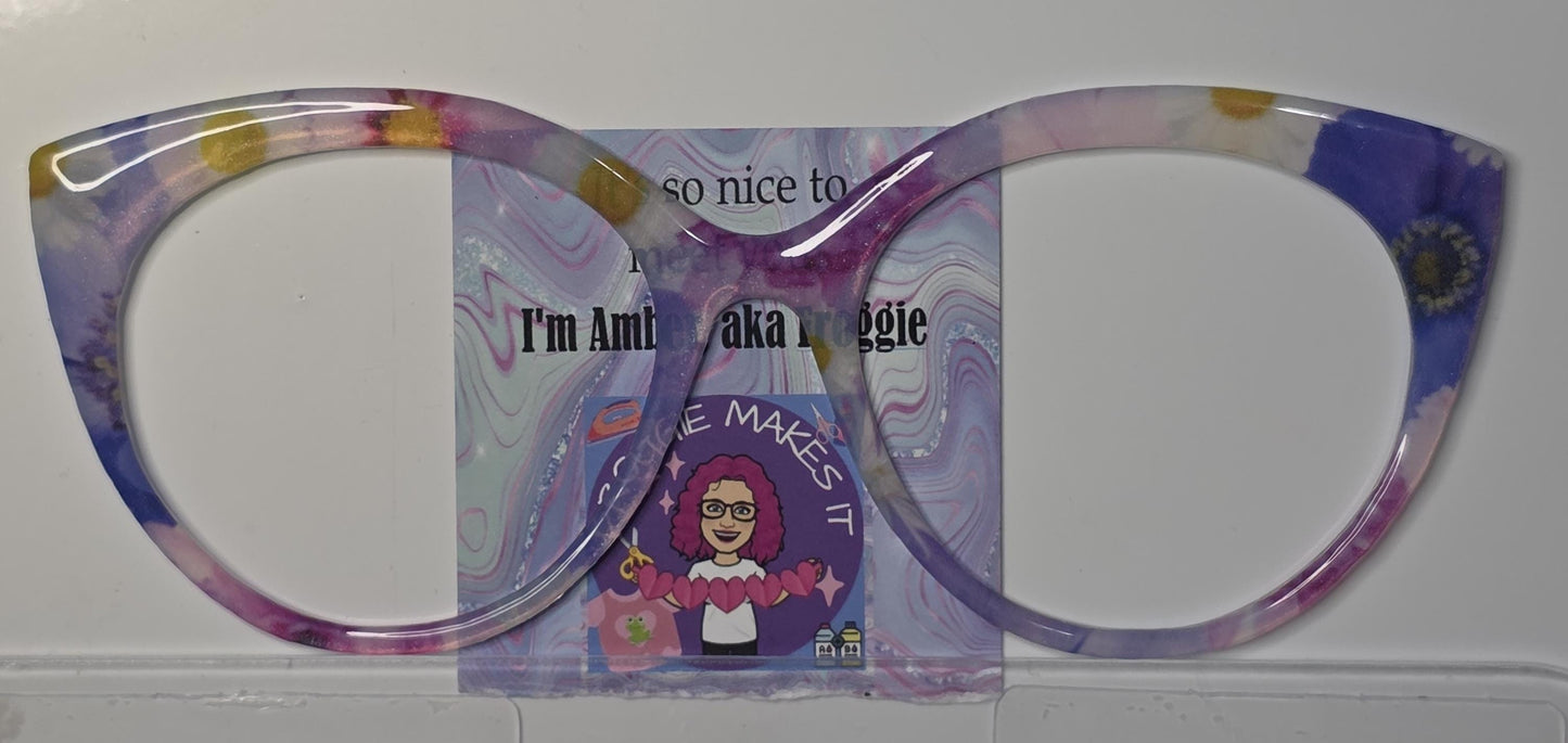 Opaque Shades of Purple Flowers frame topper compatible with Pair frames with translucent option