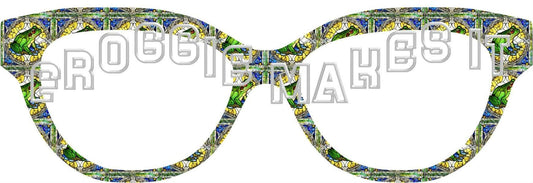 Translucent Frog Stained Glass #9 frame topper to fit Pair frames