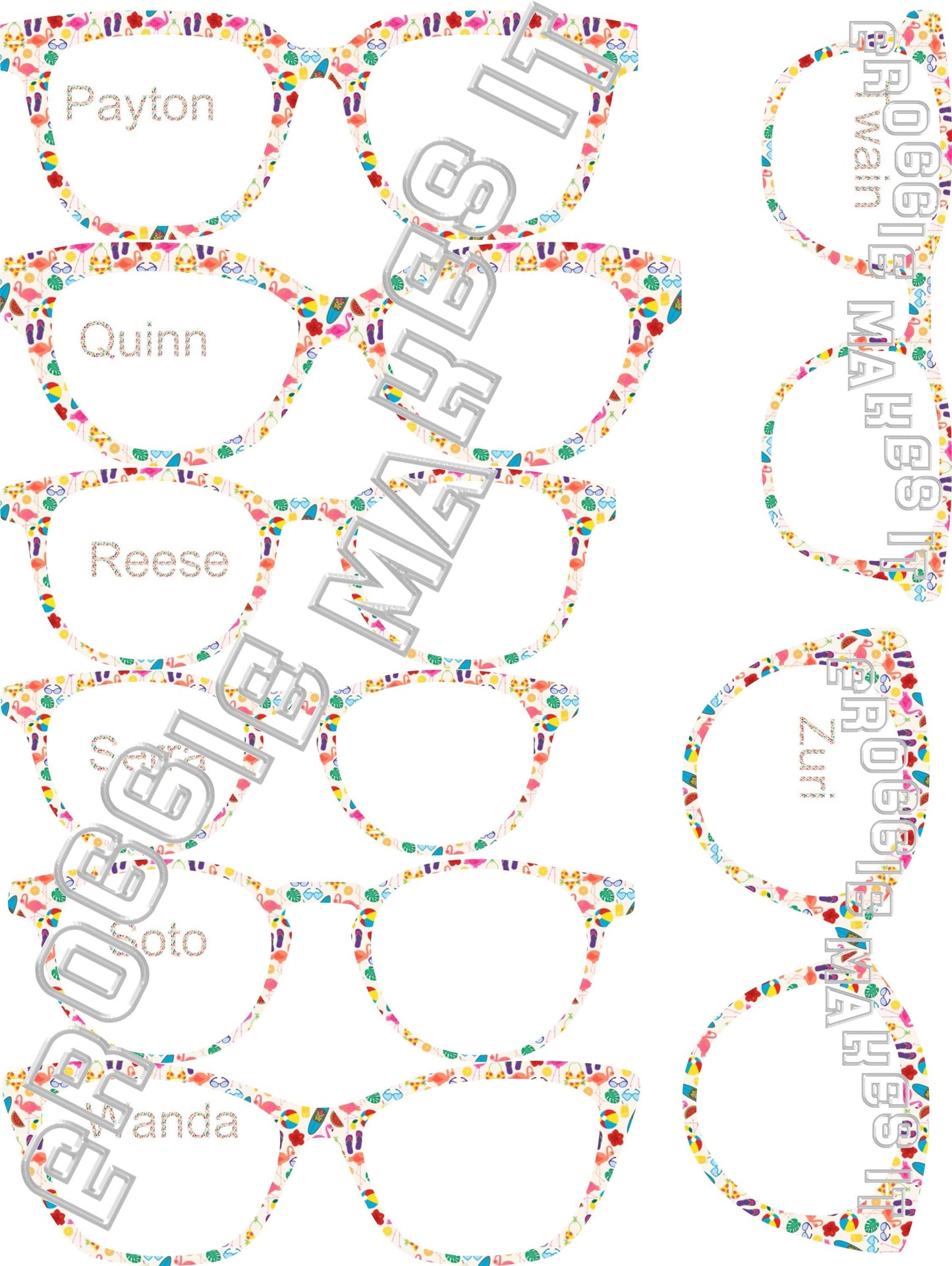 Holographic Flamingo Beach frame topper compatible with Pair frames