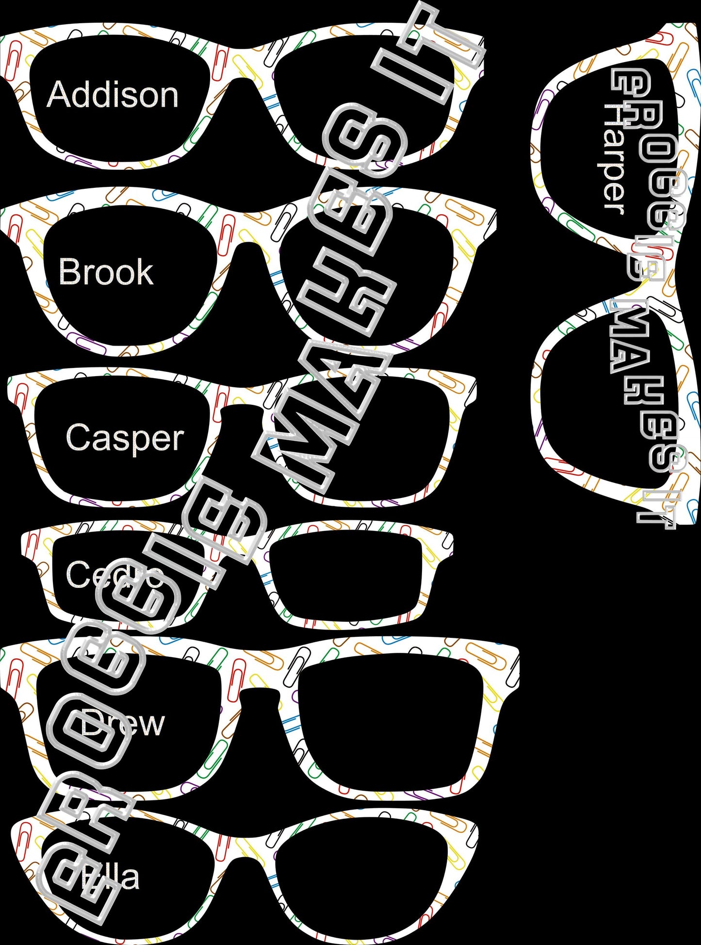 Opaque Paperclip frame topper compatible with Pair frames +