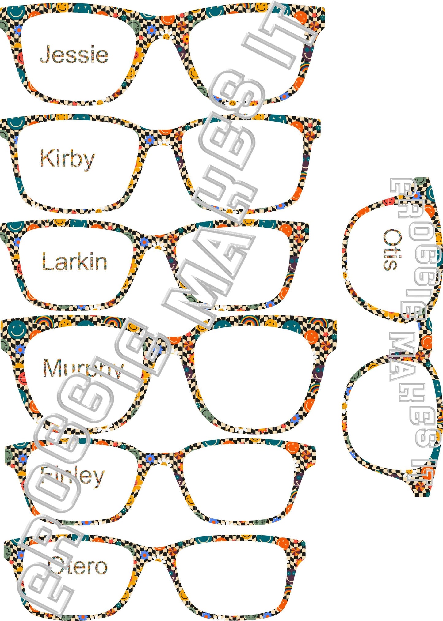 Opaque Retro Smiley Flowers frame topper compatible with Pair frames