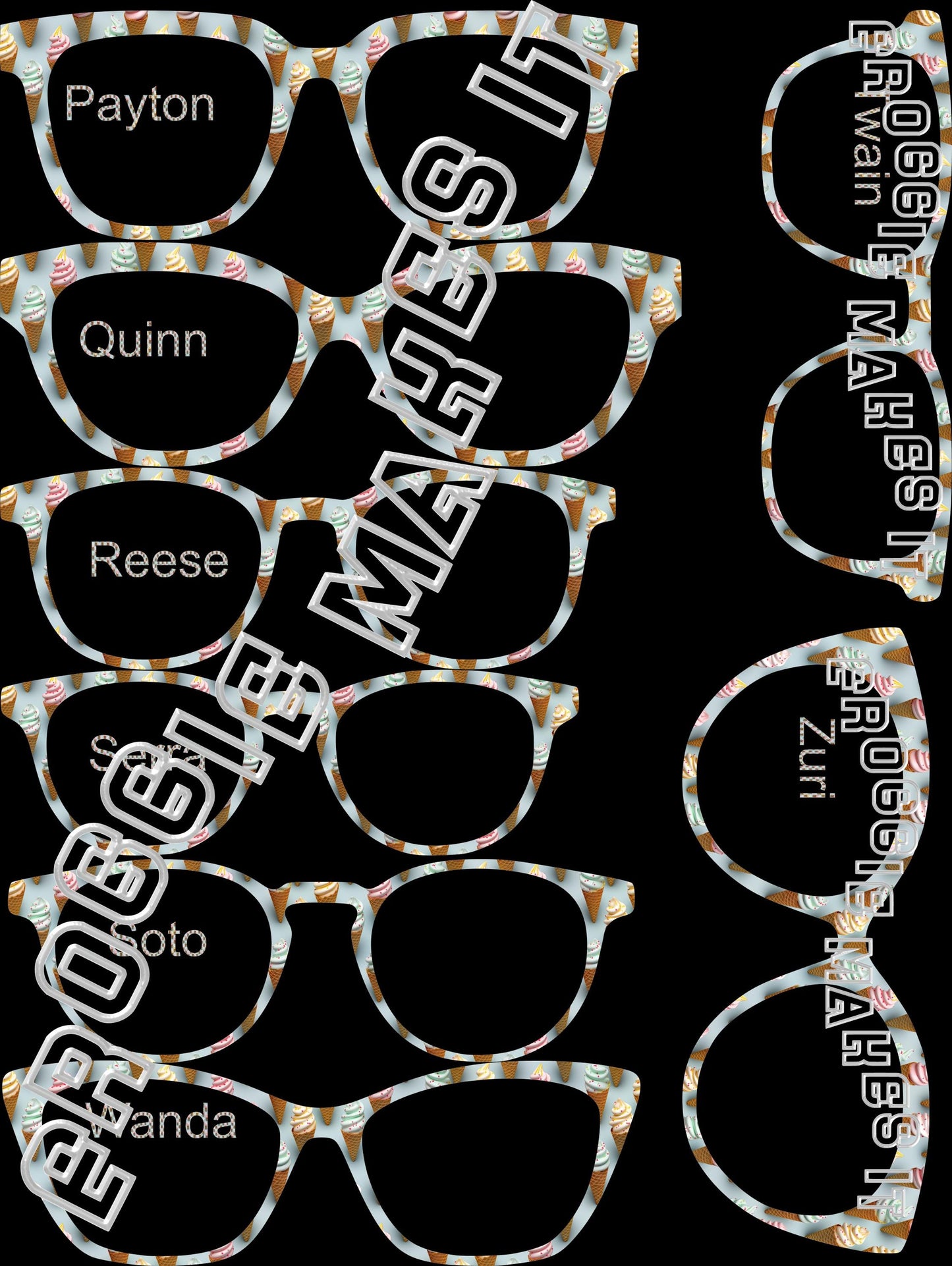 Opaque The 3D Ice Cream Cones frame topper compatible with Pair frames