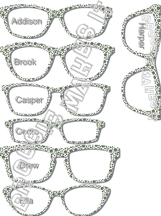 Holographic Green Paw Prints frame topper to fit Pair frames