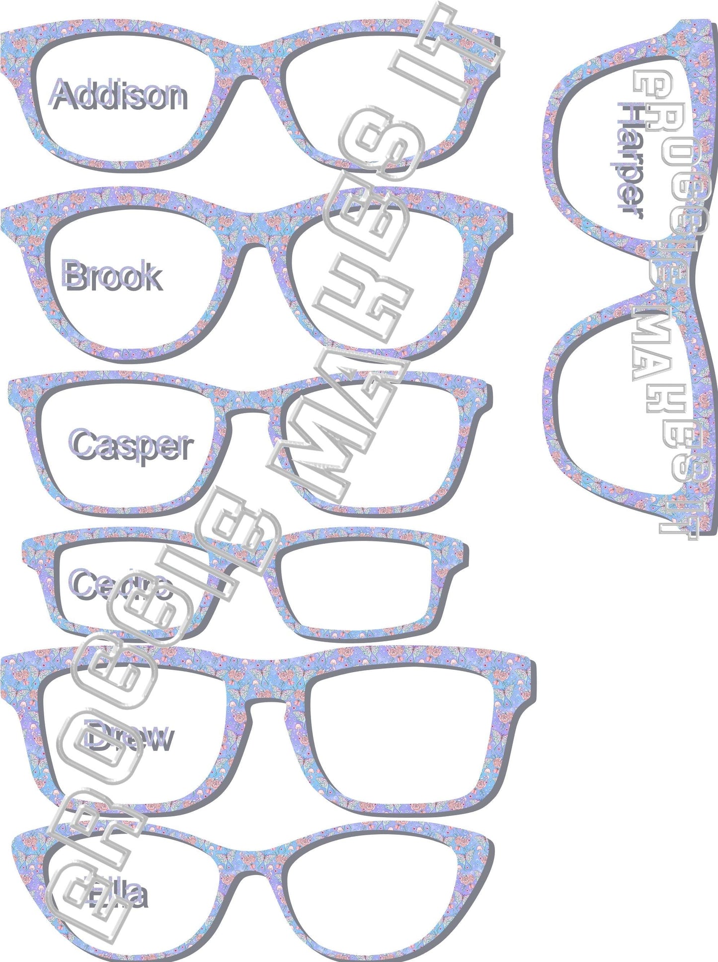 Holographic Pastel Butterflies frame topper to fit Pair frames