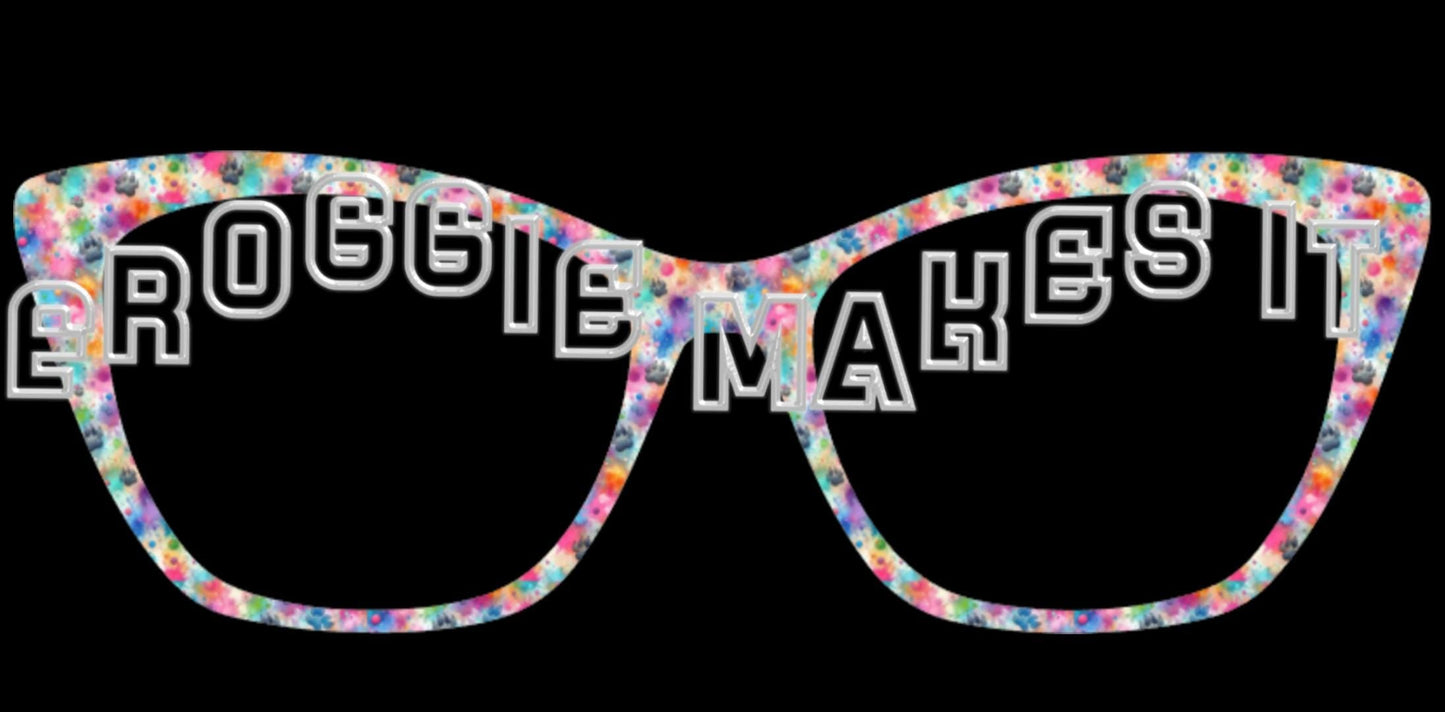 Holographic Watercolor Splash Paws frame topper to fit Pair frames