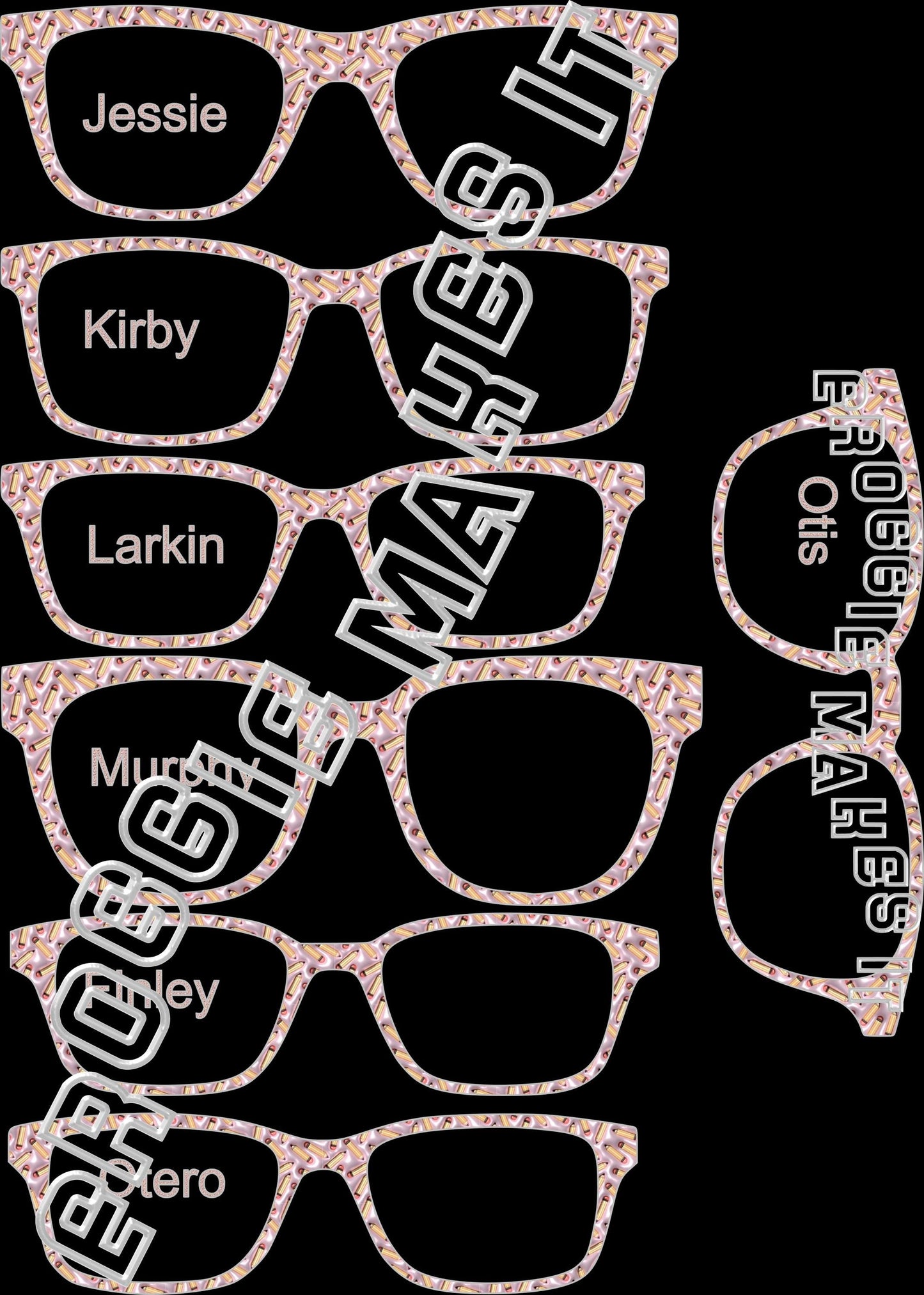 Holographic Faux Puffy Pencils topper compatible with Pair Eyewear frames with translucent option