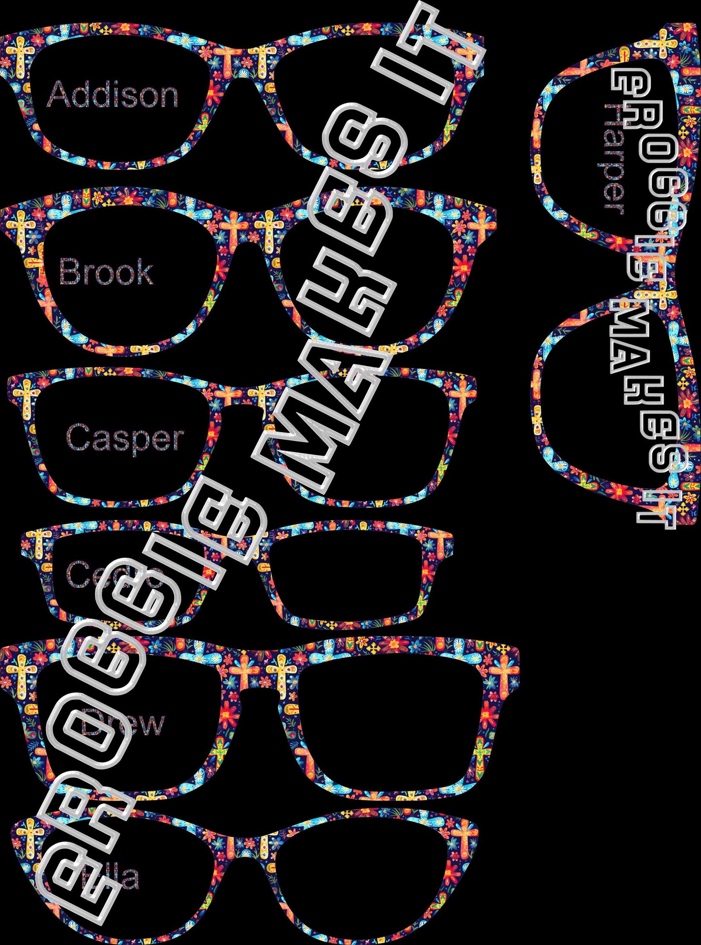 Opaque The Colorful Crosses on Navy BG frame topper compatible with Pair frames
