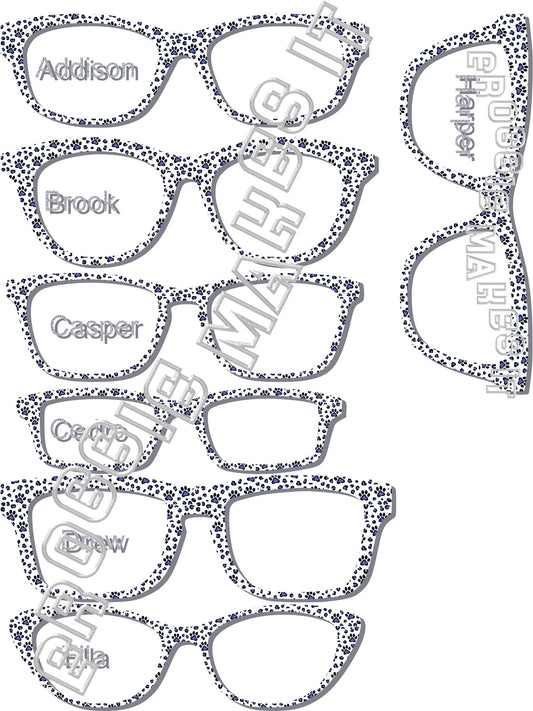 Holographic Blue Paw Prints frame topper to fit Pair frames +