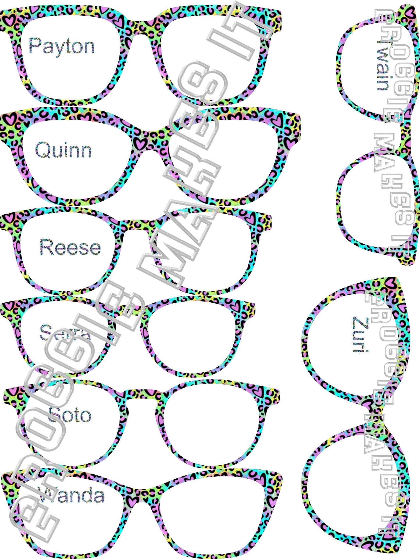 Holographic Neon Cheetah frame topper compatible with Pair frames